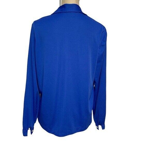 Vintage Blair Women Top Shirt Navy Blue Medium Button Down - Picture 2 of 9
